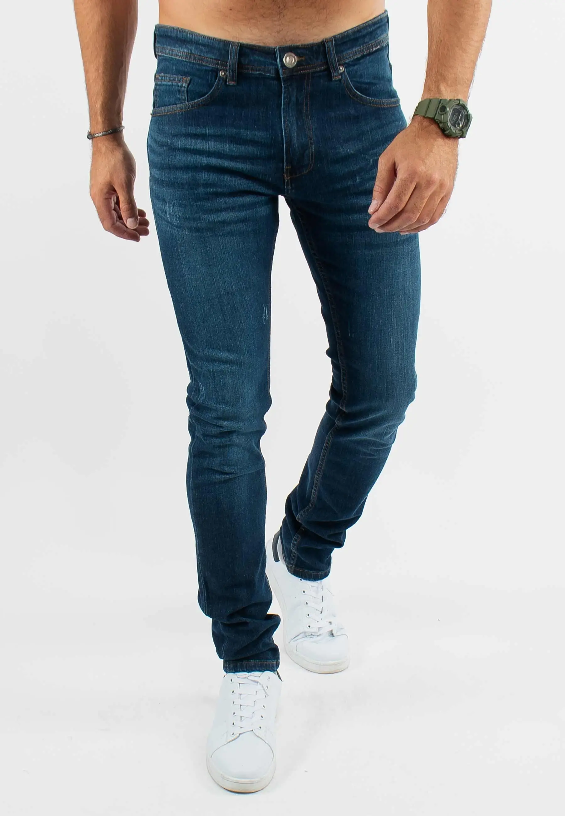 Jean super slim délavé stone wash bleu stone