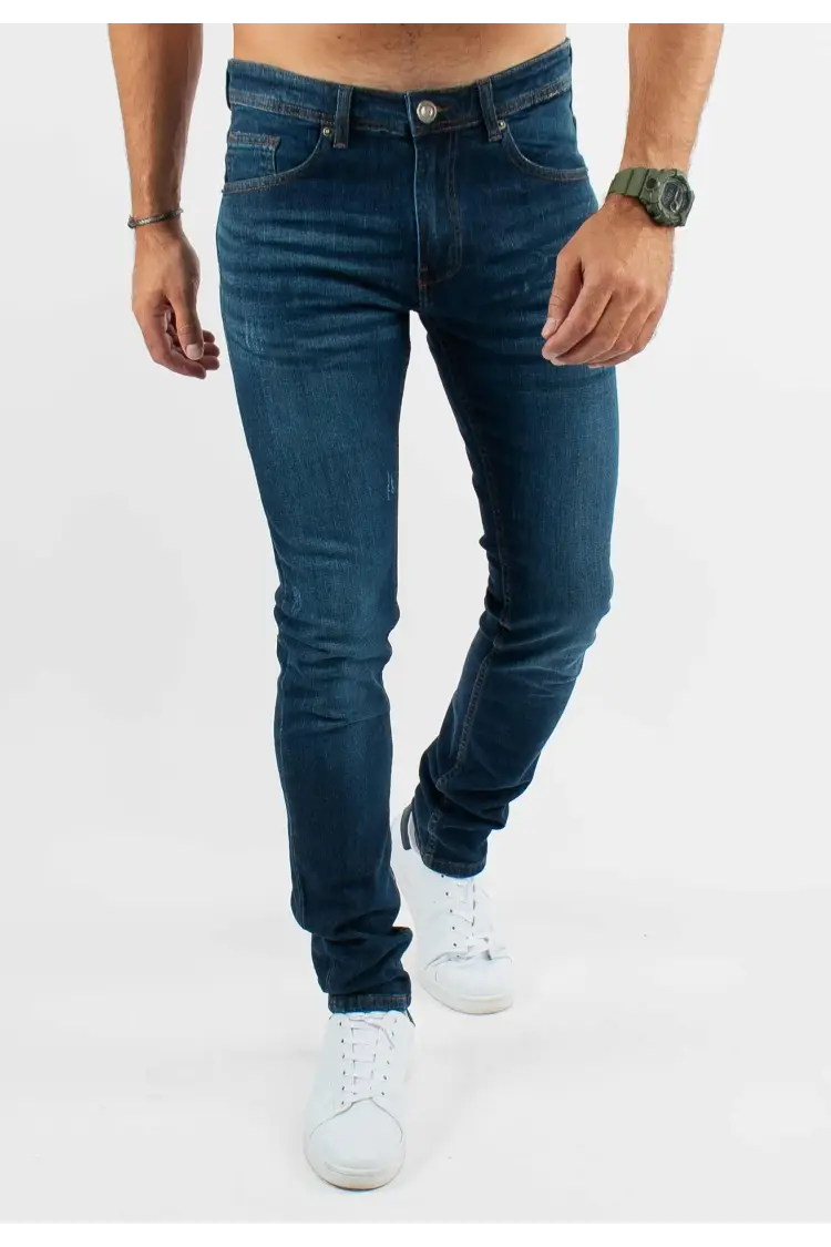 Jean super slim délavé stone wash bleu stone