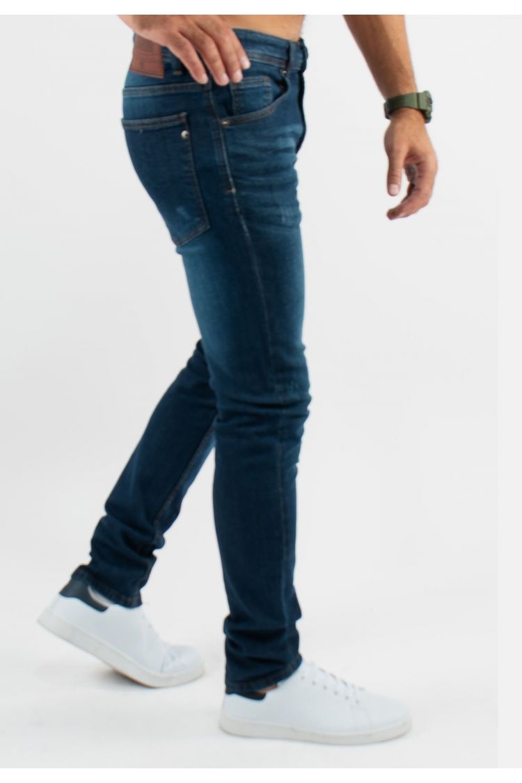 Jean super slim délavé stone wash bleu stone