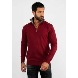 Pull à col zip bordeaux