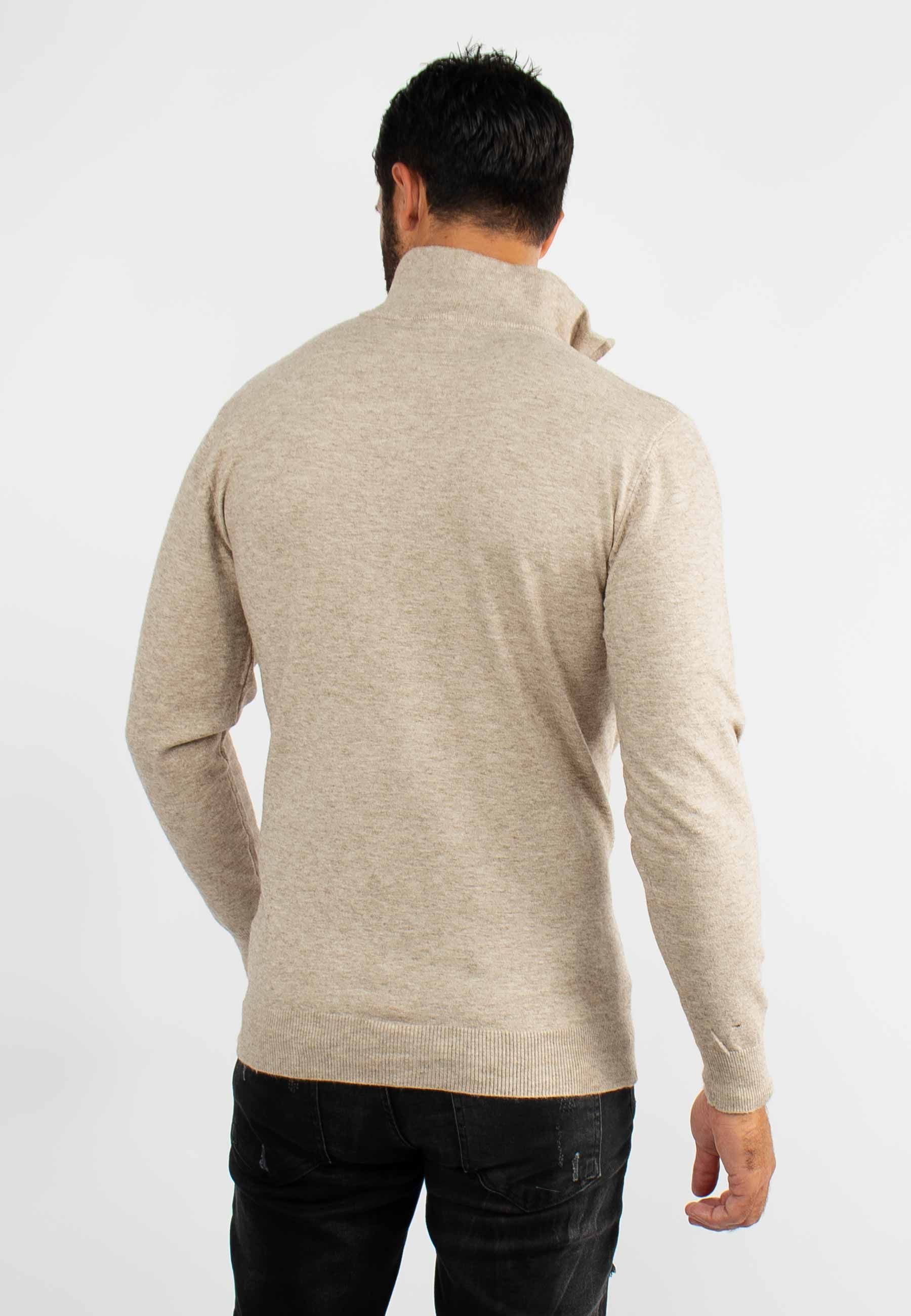 Pull à col zip beige