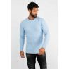 Pull col rond en maille bleu chiné