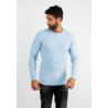 Pull col rond en maille bleu chiné