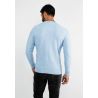 Pull col rond en maille bleu chiné