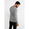 Pull col rond en maille gris chiné