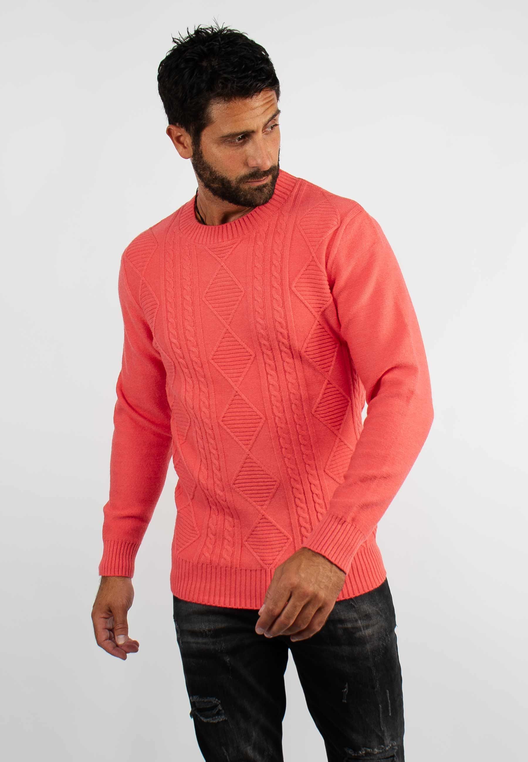 Pull col rond en maille pasteque