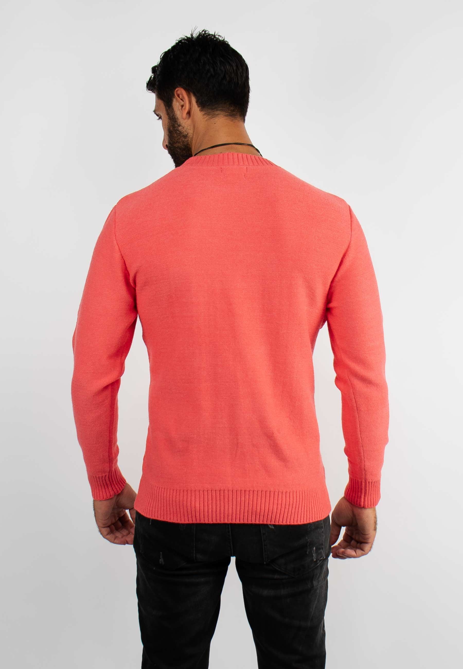 Pull col rond en maille pasteque