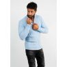 Pull en maille avec col zip bleu chiné