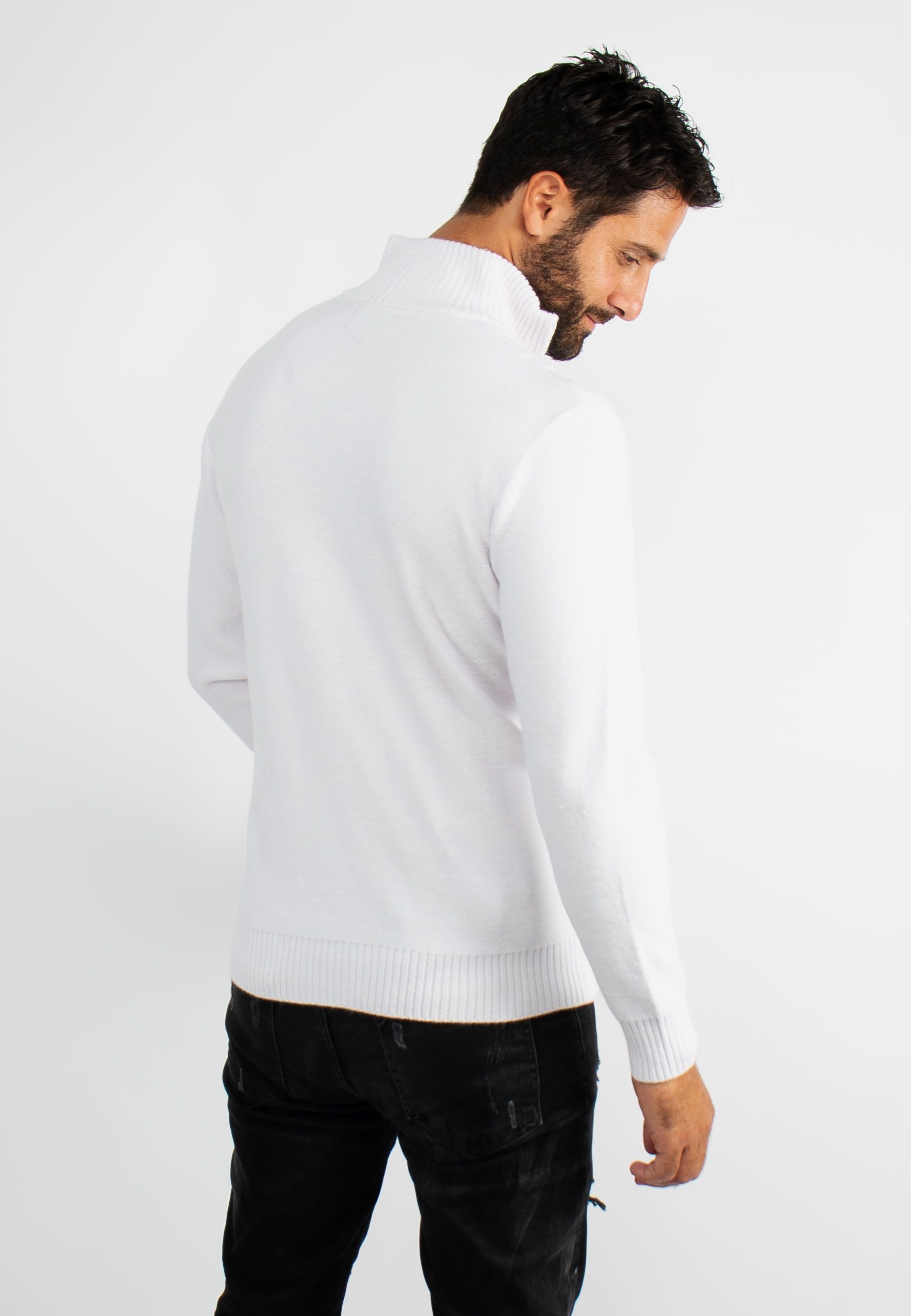 Pull en maille avec col zip blanc