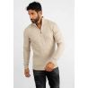 Pull en maille avec col zip beige