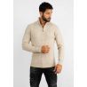 Pull en maille avec col zip beige