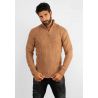 Pull en maille avec col zip camel