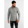 Pull en maille avec col zip gris chiné