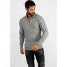 Pull en maille avec col zip gris chiné