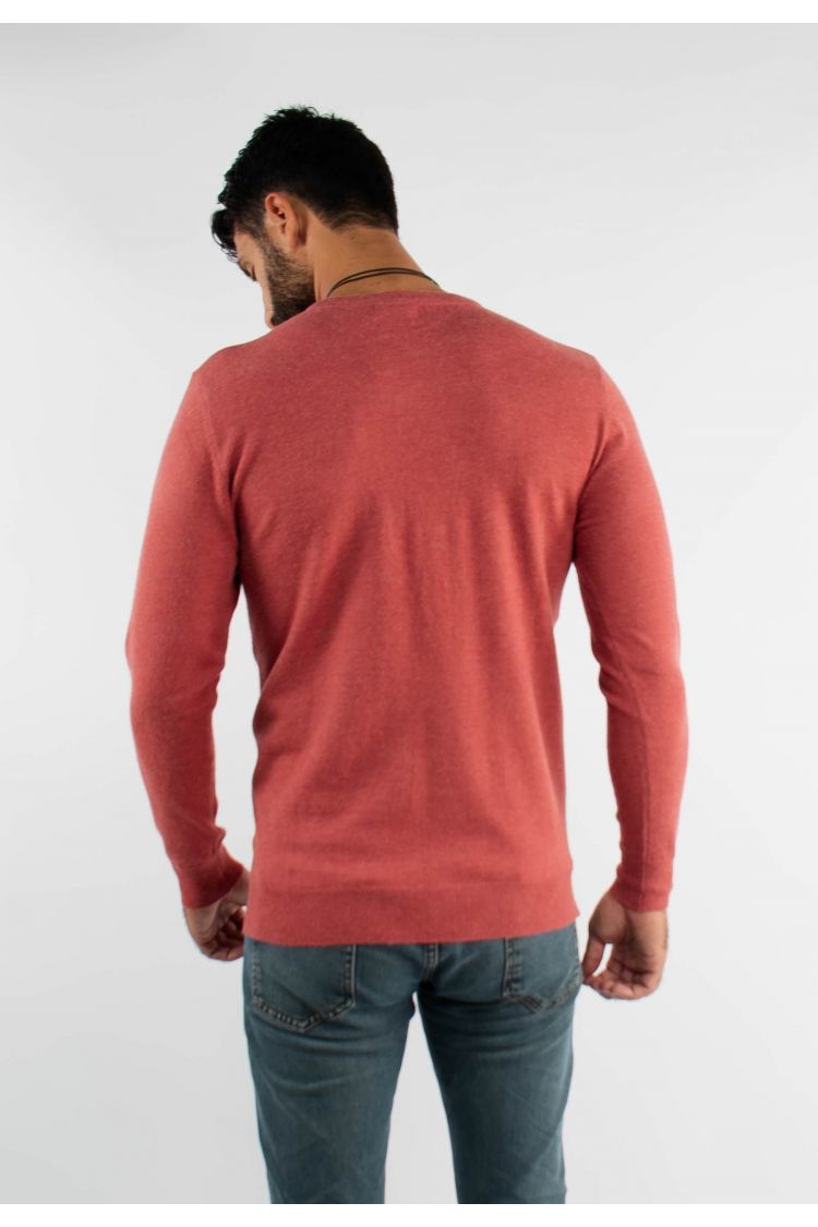 Pull rouge vintage cashemere avec col V