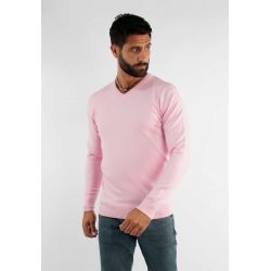 Pull rose cashemere avec col V