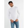 Pull col roulé blanc en cashemere avec motifs tricot torsadé