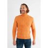 Pull col roulé orange en cashemere avec motifs tricot torsadé