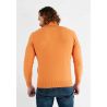 Pull col roulé orange en cashemere avec motifs tricot torsadé