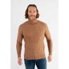 Pull col roulé camel en cashemere avec motifs tricot torsadé