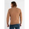 Pull col roulé camel en cashemere avec motifs tricot torsadé