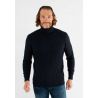 Pull col roulé navy en cashemere avec motifs tricot torsadé