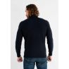 Pull col roulé navy en cashemere avec motifs tricot torsadé