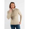 Pull col roulé beige en cashemere unicolore