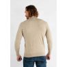 Pull col roulé beige en cashemere unicolore