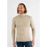 Pull col roulé beige en cashemere unicolore