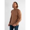 Pull col roulé camel en cashemere unicolore