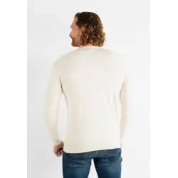 Pull col V ivoire en cashemere unicolore