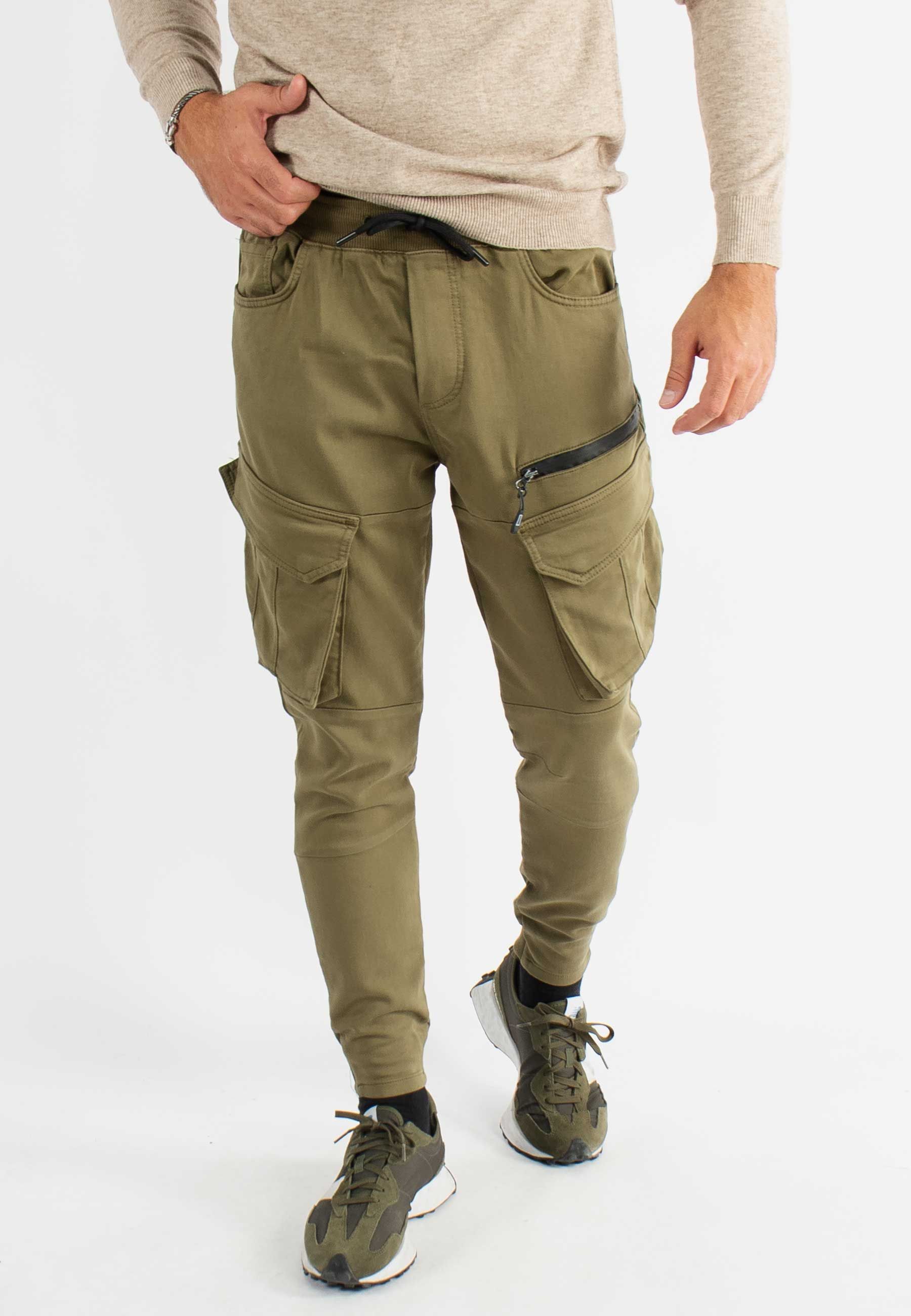 Pantalon cargo multi-poches kaki