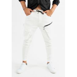 Pantalon cargo multi-poches blanc