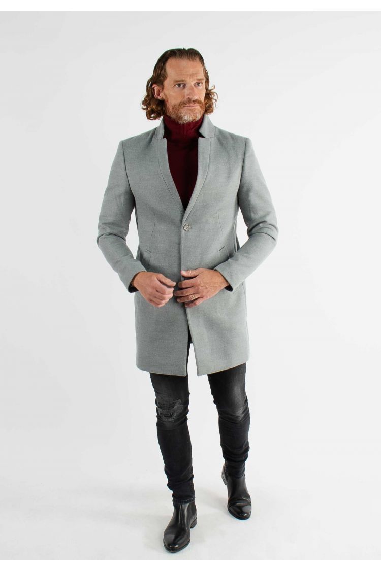 Manteau en feutrine gris avec poches latérales