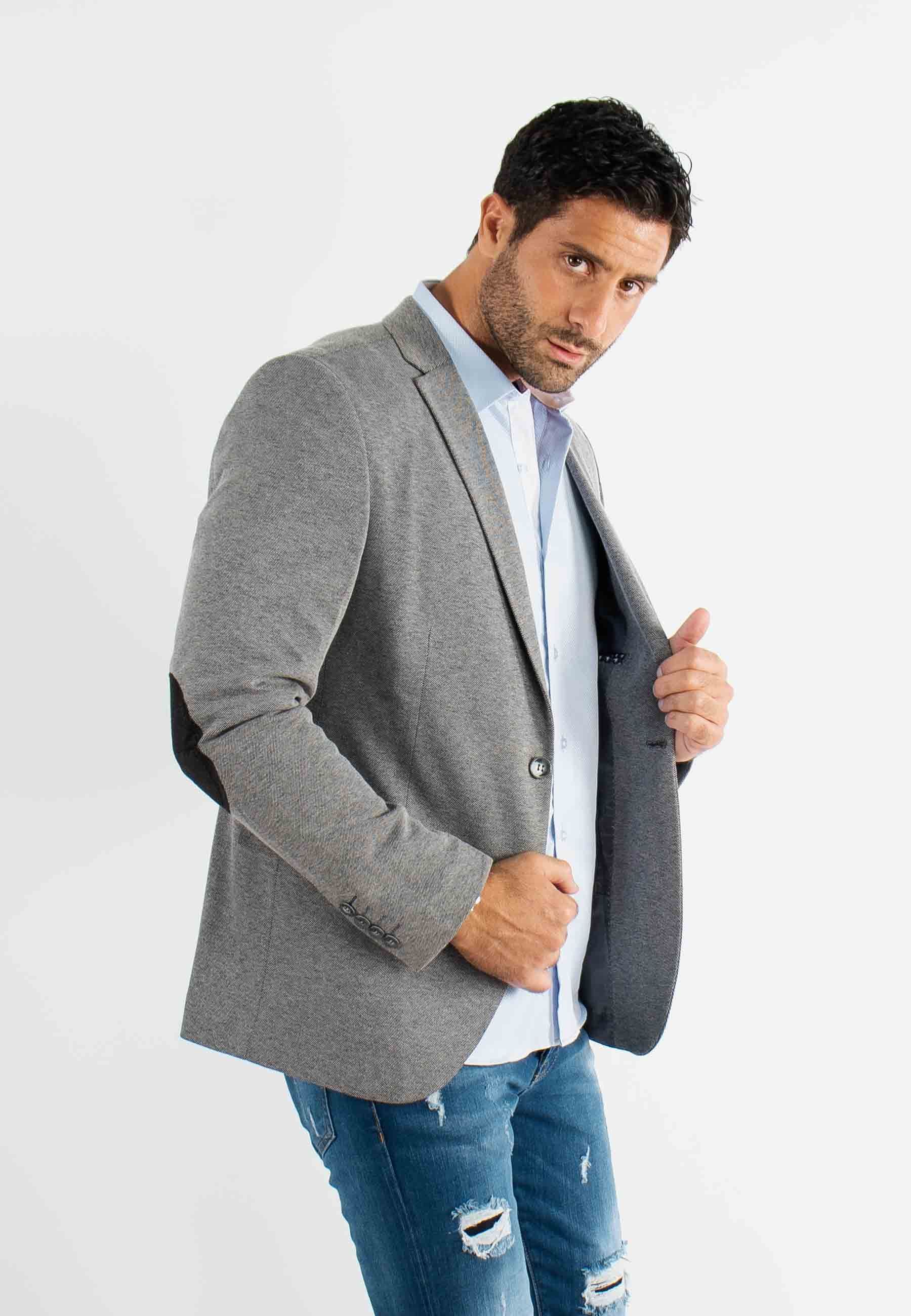 Blazer gris avec liserait noir sur poche