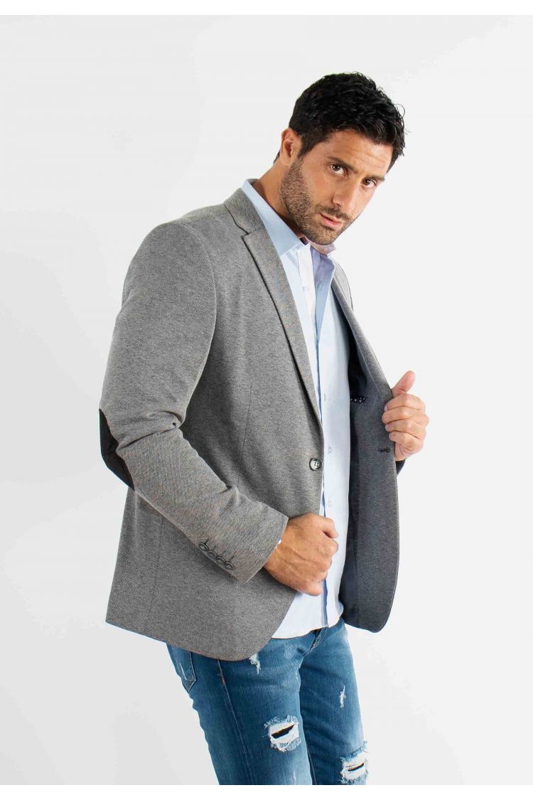 Blazer gris avec liserait noir sur poche