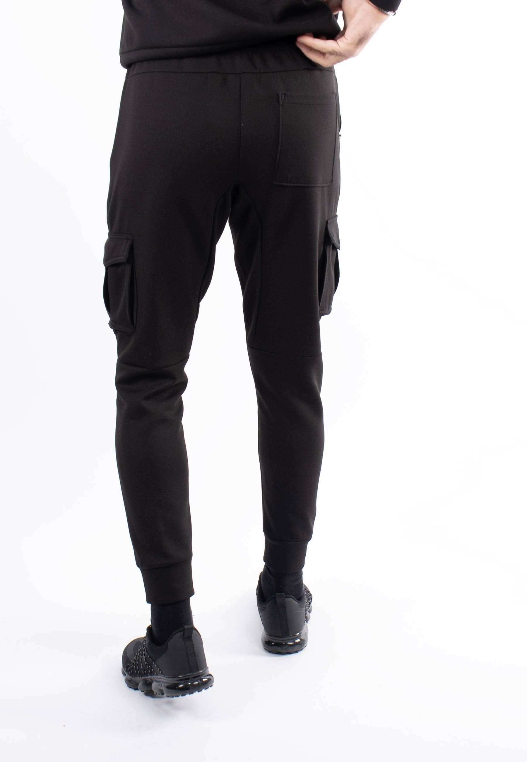 Pantalon cargo noir avec imprimé caoutchouc hollyghost