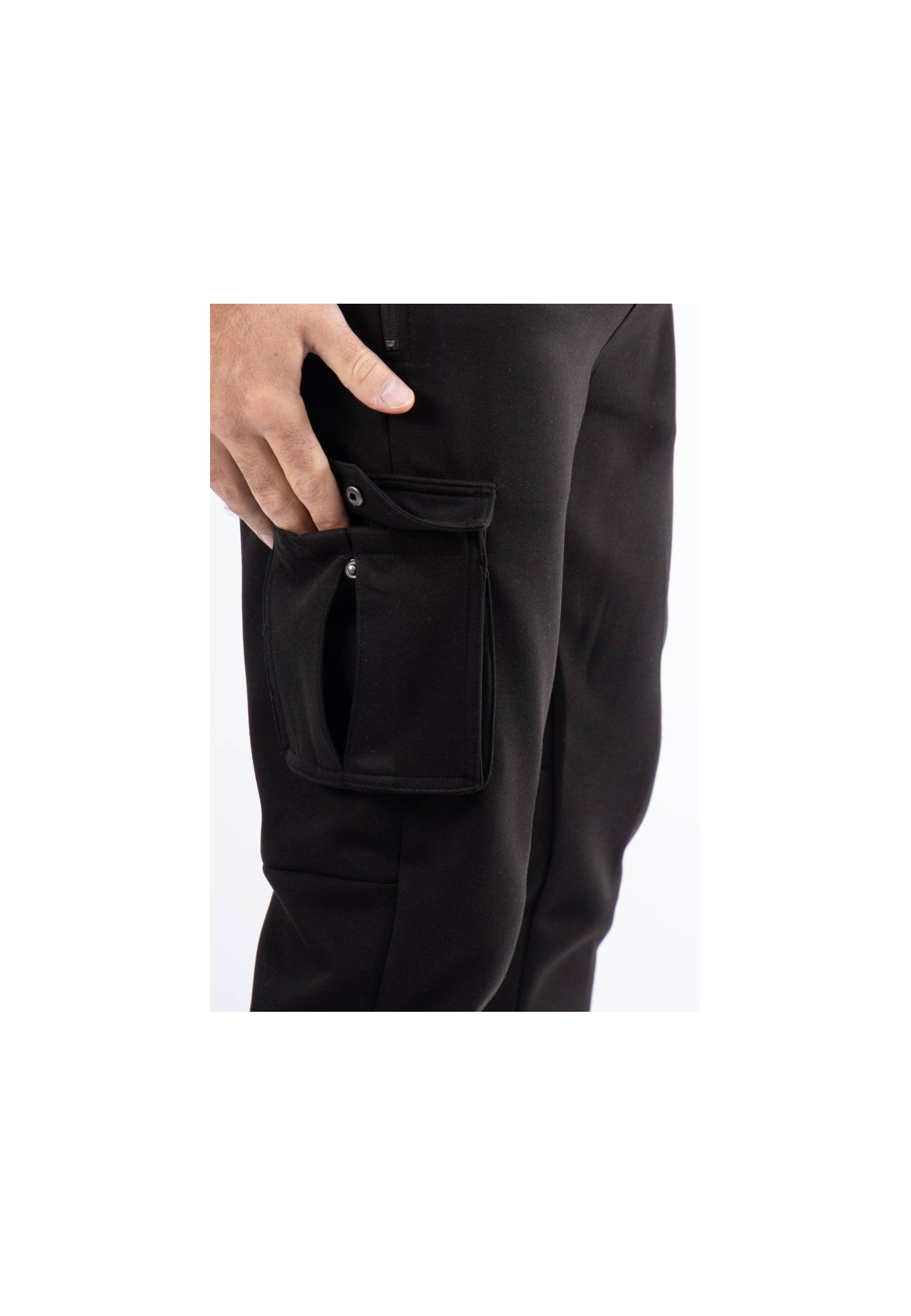 Pantalon cargo noir avec imprimé caoutchouc hollyghost