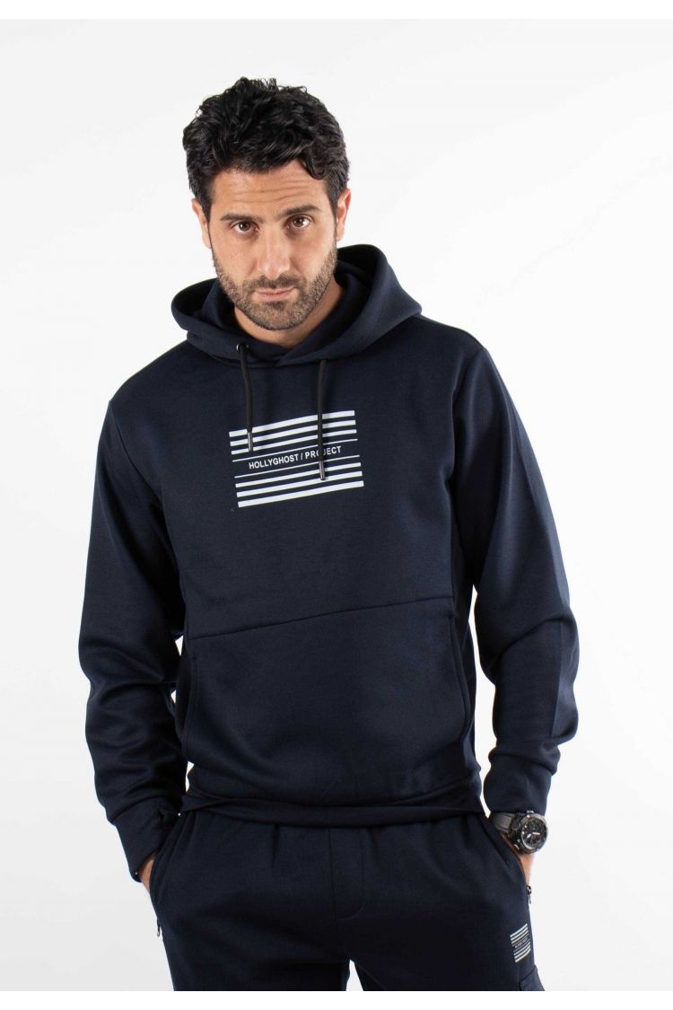 Sweat à capuche navy avec imprimé caoutchouc hollyghost