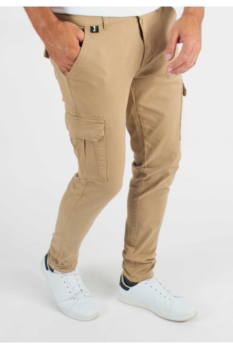 Pantalon cargo camel Slim