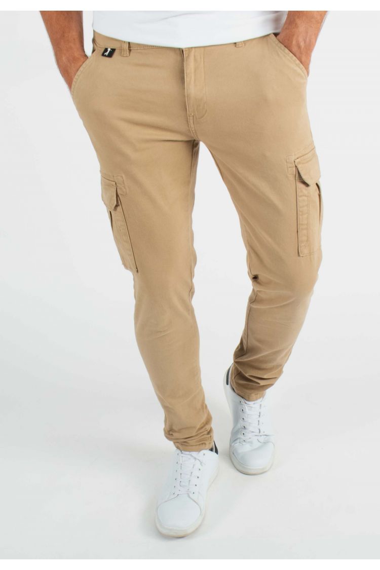 Pantalon cargo camel Slim