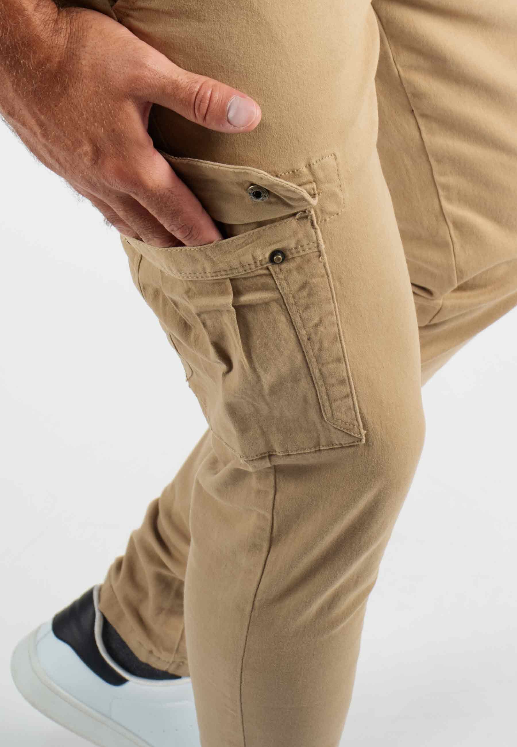 Pantalon cargo camel Slim