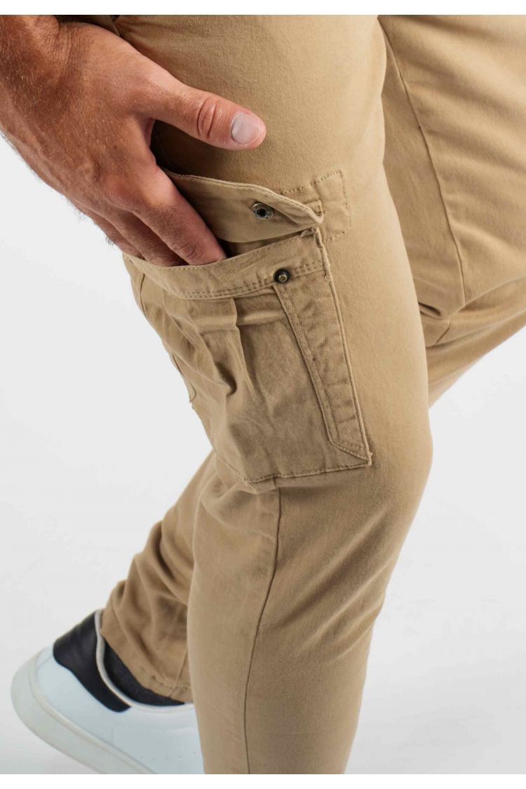 Pantalon cargo camel Slim