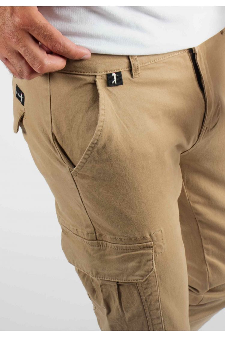 Pantalon cargo camel Slim