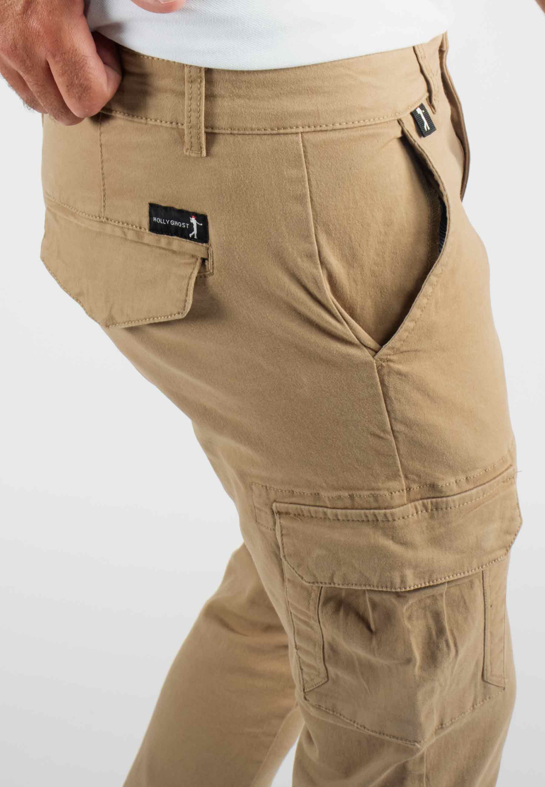 Pantalon cargo camel Slim