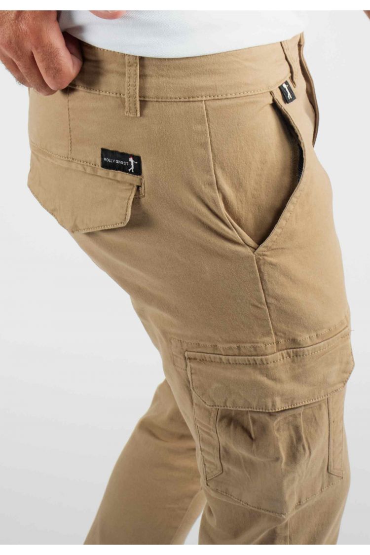 Pantalon cargo camel Slim