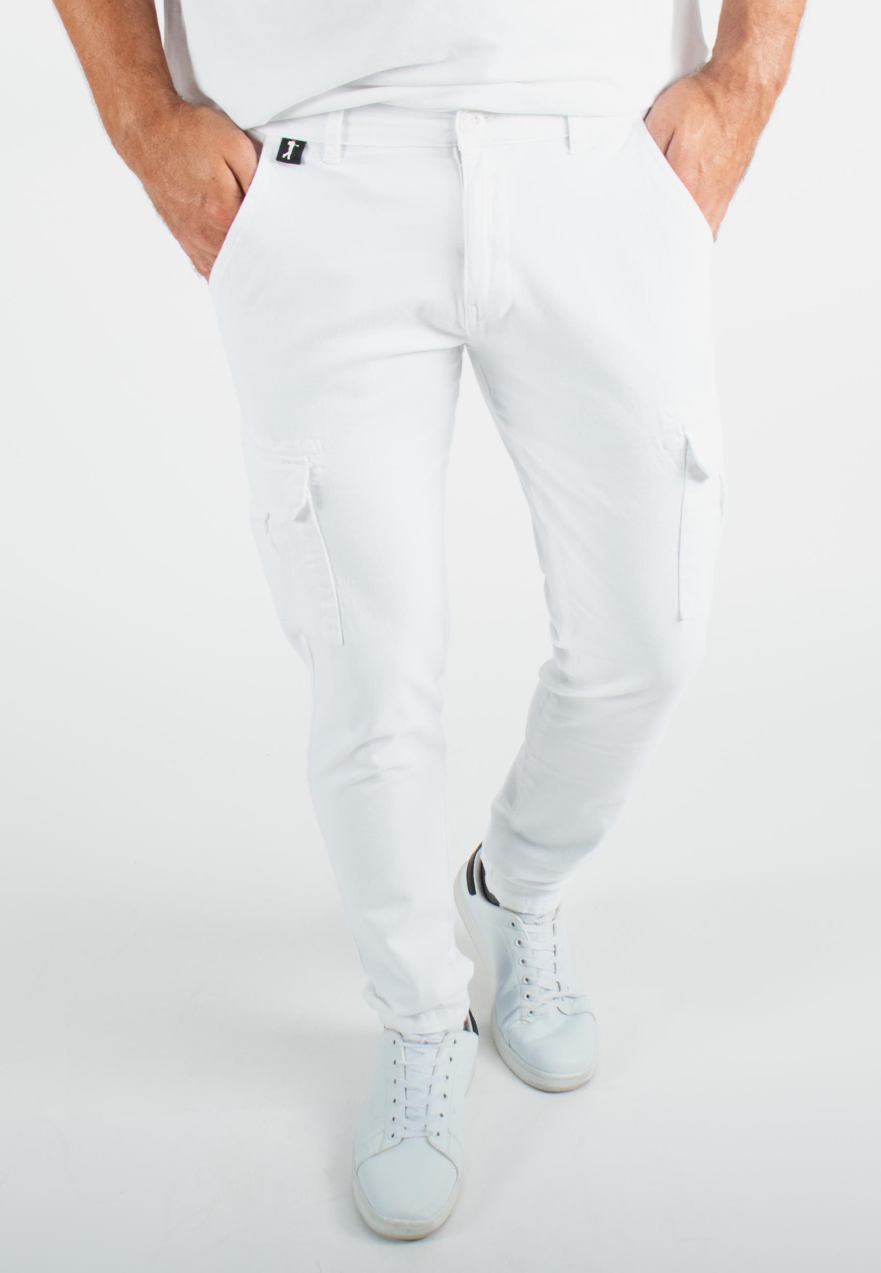 Pantalon cargo blanc Slim