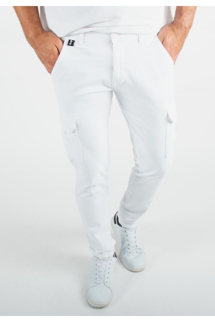 Pantalon cargo blanc Slim