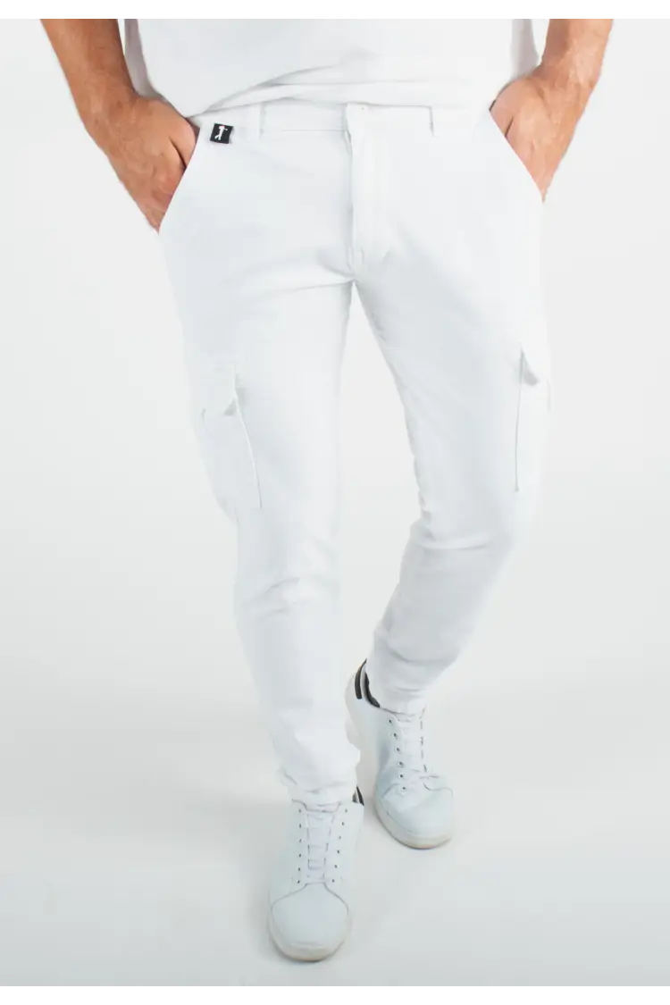Pantalon cargo blanc Slim